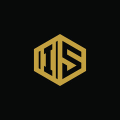 Initial letter IS hexagon logo design vector