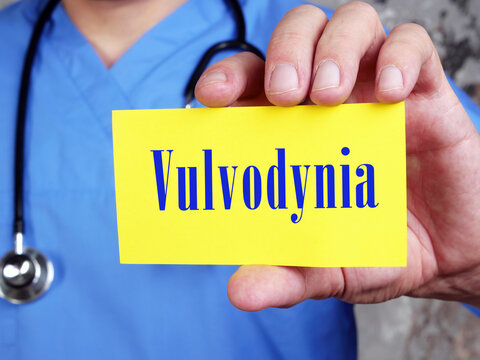 Medical concept meaning vulval pain Vulvodynia with inscription on the piece of paper.