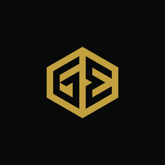 Initial letter GE hexagon logo design vector