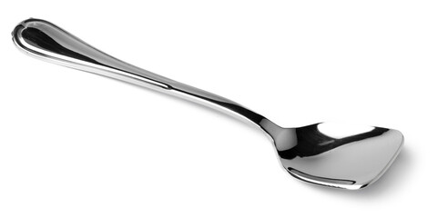 Silver spoon isolated on white background close up
