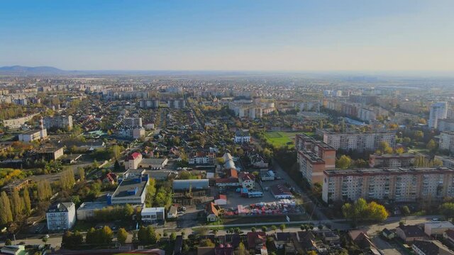 Architecture urban development of the old city roof Uzhgorod view on the Ukraine Europe