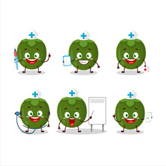 Doctor profession emoticon with black sapote cartoon character