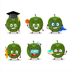 School student of black sapote cartoon character with various expressions