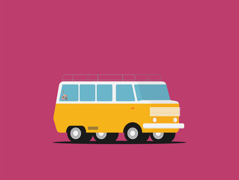 Vector illustration of a travel car isolated on color background
