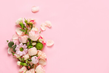 Beautiful flowers on color background