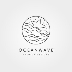 ocean vector circle logo line art minimalist illustration design