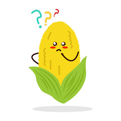 Corn cute character curious