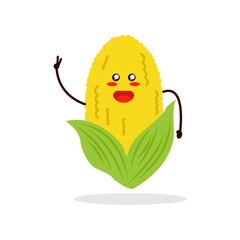 Corn cute character hello