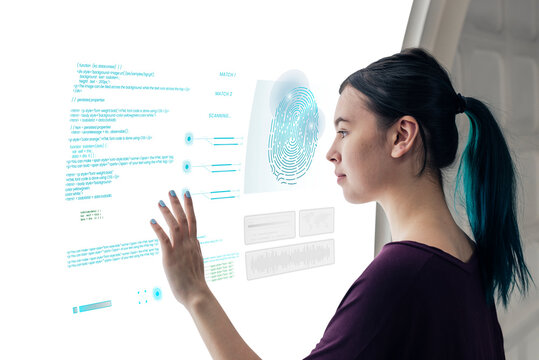 Girl Coding On A Interactive Screen