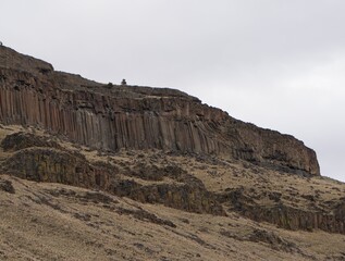 Striated geology hillside eastern cascades Oregon