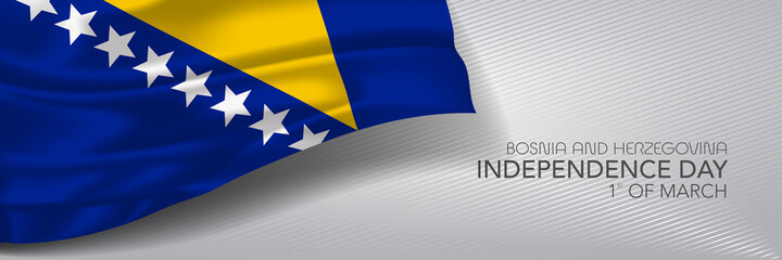 Bosnia and Herzegovina independence day vector banner, greeting card