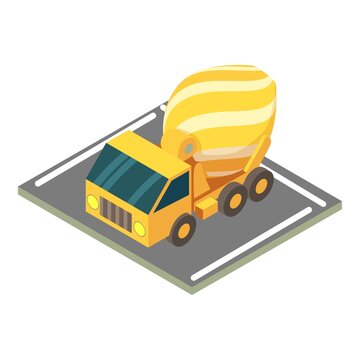 Cement truck icon. Isometric illustration of cement truck vector icon for web