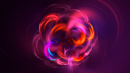 3D rendering abstract multicolor fractal light background