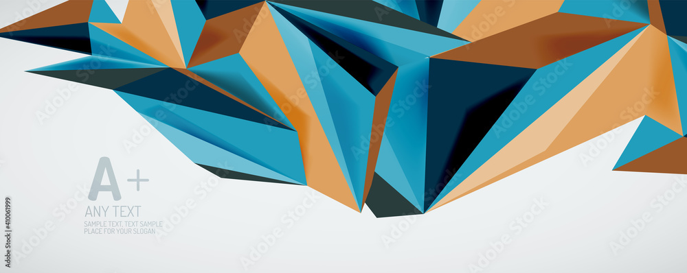 Aufkleber Vector triangle geometric backgrounds. Low poly 3d shape on light backdrop. Vector illustration for covers, banners, flyers and posters and other designs
