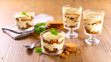 collection of tiramisu cake in glass
