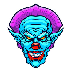 Evil cartoon clown illustration.