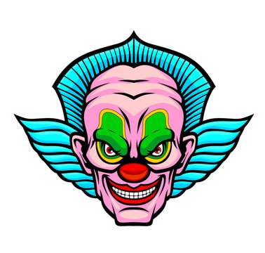 Evil cartoon clown illustration.
