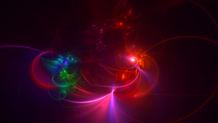 3D rendering abstract multicolor fractal light background