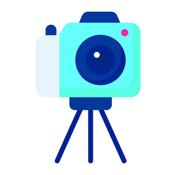 recommend clip art: tripod, camera flat icon , photography and digital art flat vector design