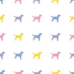 Silhouette of a dog. Vector illustration. Seamless pattern.	