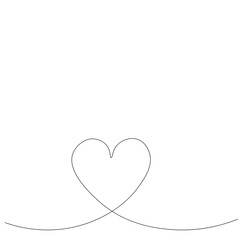 Valentines day background with heart one line, vector illustration