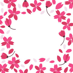 Dark pink cherry blossom frame