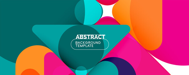 Flat geometric round shapes and dynamic lines, abstract background. Vector illustration for placards, brochures, posters and banners