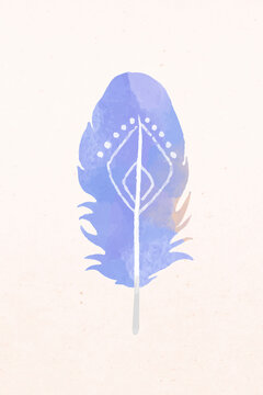 Pastel bohemian feather design illustration