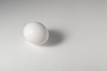 Egg in a white shell, on a white background with a shadow