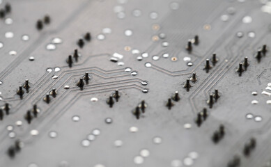 Printed circuit board macro photo, back side