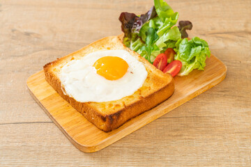 bread toasted with cheese and fried egg