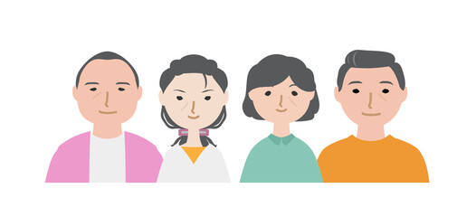 並んでいる中年男女たち