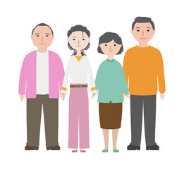 Obraz premium 並んで立っている中年男女たち