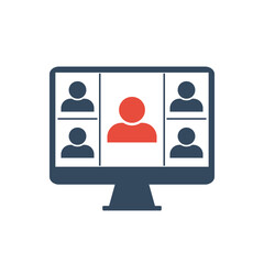 online video meeting, flat vector bicolor icon