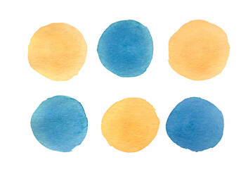 Set of watercolor blue beige stains. Illustration for your design.