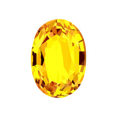 Beautiful bright yellow diamond isolated on white background. Vector illustration.