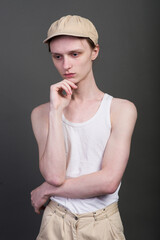 Portrait of a young attractive man. Androgyn model.