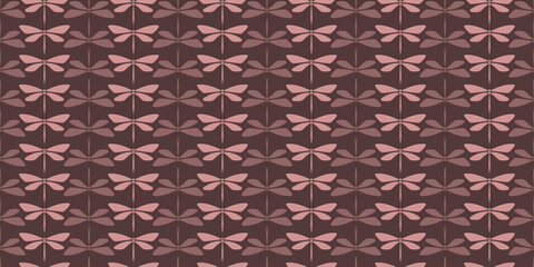 Brown dragonflies seamless pattern background vector.