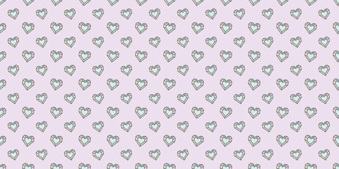 Crystal hearts seamless repeat pattern background.