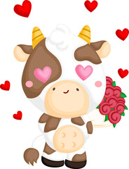 Fototapeta premium a vector of a cute cow in love 