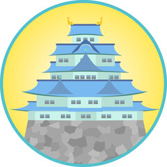Obraz premium シンプルな和風のお城のアイコン