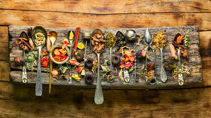 Assortment of dry teas and herbs