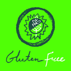 Circle label Gluten free vector. Hand drawn round label of gluten-free. Healthy eating symbol. Crayon textures. Sticker green products. Healthy food sign. Allergen free icon with hand written text.