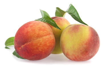 Fototapeta na wymiar Peaches isolated on white background close-up.