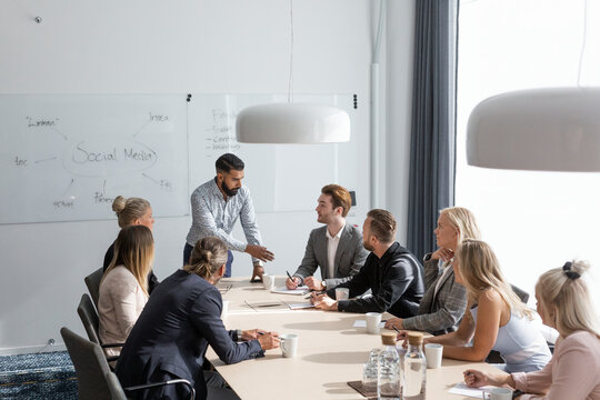 Man having presentation at business meeting