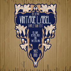 vector vintage items: label art nouveau