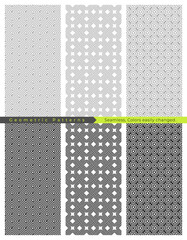 Geometric pattern background set, Seamless, Colors easily changed, vector illustration.
