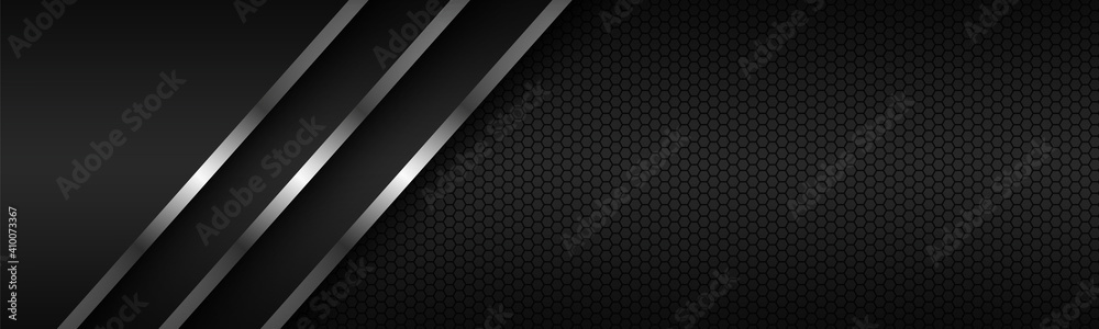 Wall mural abstact header with silver lines on overlapped layers and polygonal pattern. template for your banne
