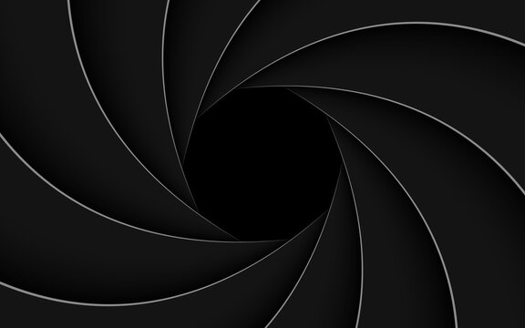 Black shutter aperture with white outline. Abstract background with photographic theme...Vector illustration..