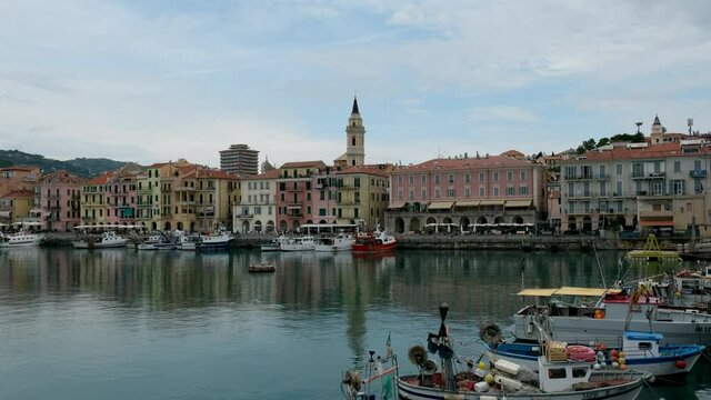 Imperia Oneglia sea port harbor view. Timelapse